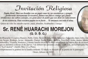 Invitación Religiosa para René Huarachi Morejon