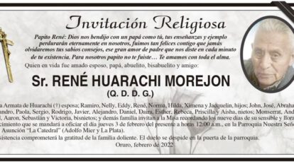 Invitación Religiosa para René Huarachi Morejon