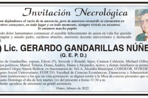 Invitación Necrológica Lic. Gerardo Gandarillas Núñez