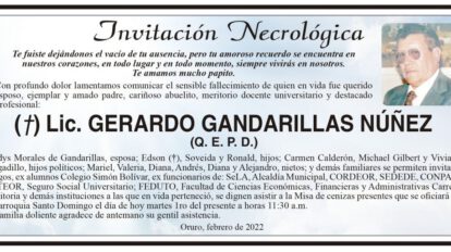 Invitación Necrológica Lic. Gerardo Gandarillas Núñez