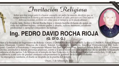 Ing. Pedro David Rocha Rioja obituario