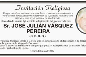 Invitación Religiosa para José Julián Vásquez Pereira