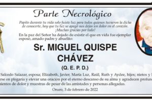 Necrológico de Miguel Quispe Chávez