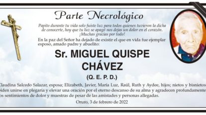 Necrológico de Miguel Quispe Chávez