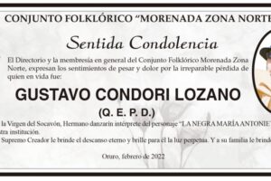 Sentida Condolencia por Gustavo Condori Lozano