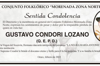 Sentida Condolencia por Gustavo Condori Lozano