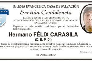 Condolencias por el fallecimiento de Félix Carasila
