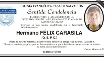 Condolencias por el fallecimiento de Félix Carasila