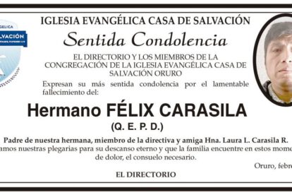 Condolencias por el fallecimiento de Félix Carasila