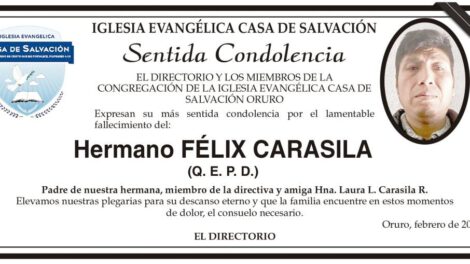 Condolencias por el fallecimiento de Félix Carasila