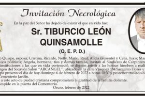 Invitación necrológica para Tiburcio León Quinsamolle