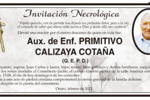 Aux. de Enf. PRIMITIVO CALIZAYA COTAÑA Q. E. P. D.
