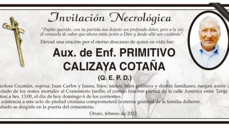 Aux. de Enf. PRIMITIVO CALIZAYA COTAÑA Q. E. P. D.
