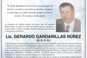 Agradecimiento e Invitación Religiosa por Lic. Gerardo Gandarillas Núñez