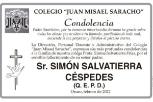 Condolencia por el fallecimiento de Simón Salvatierra Céspedes