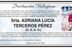 Obituario de Adriana Lucía Terceros Pérez