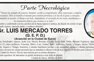 Parte Necrológico de Luis Mercado Torres