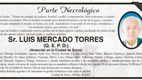 Parte Necrológico de Luis Mercado Torres