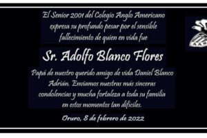 Necrológico Sr. Adolfo Blanco Flores