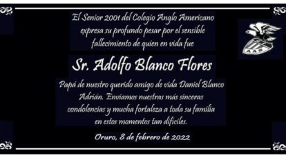 Necrológico Sr. Adolfo Blanco Flores