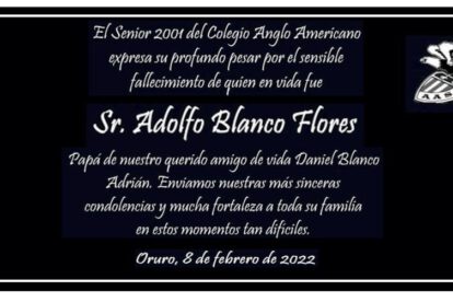 Necrológico Sr. Adolfo Blanco Flores