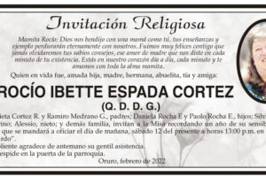 Invitación Religiosa para Rocío Ibette Espada Cortez