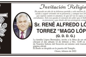 Invitación Religiosa para René Alfredo López Torrez