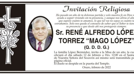 Invitación Religiosa para René Alfredo López Torrez
