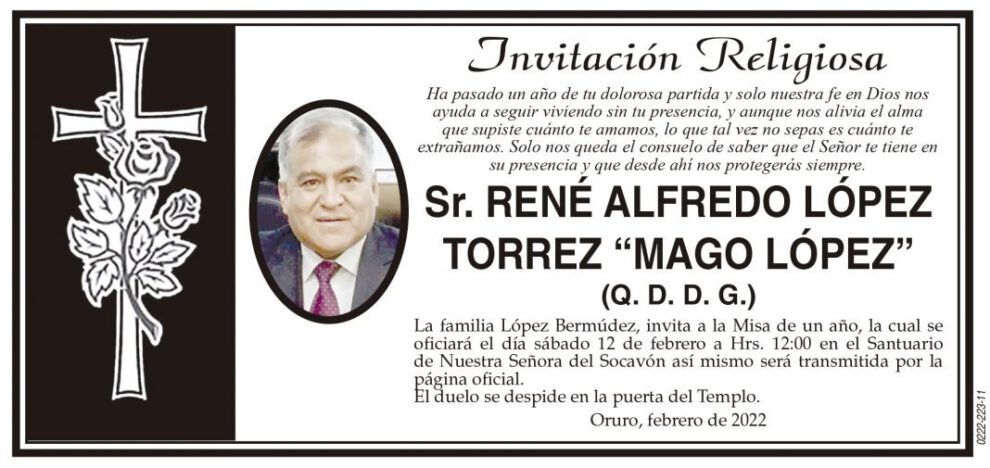 Invitación Religiosa para René Alfredo López Torrez