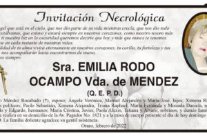 Invitación Necrológica para Emilia Rodo Ocampo