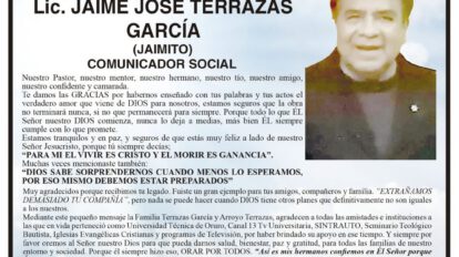 Obituario Lic. Jaime José Terrazas García