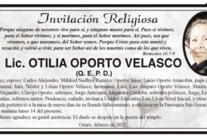 Lic. Otilia Oporto Velasco Q. E. P. D.