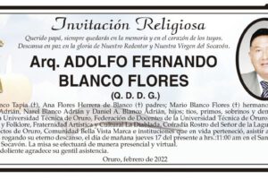 Obituarios de Arq. Adolfo Fernando Blanco Flores