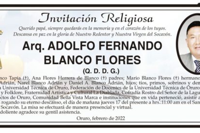 Obituarios de Arq. Adolfo Fernando Blanco Flores