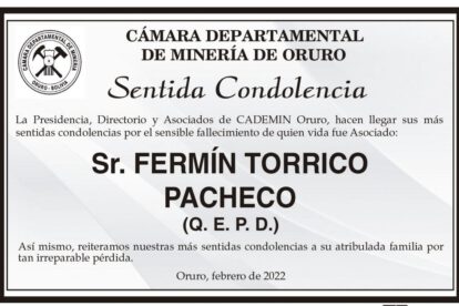 Condolencias por el fallecimiento de Fermín Torrico Pacheco