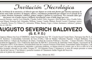 Invitación Necrológica para Augusto Severich Baldivezo