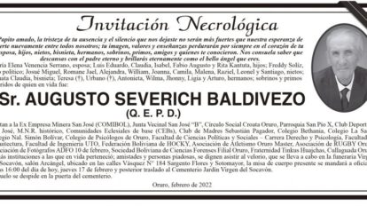 Invitación Necrológica para Augusto Severich Baldivezo