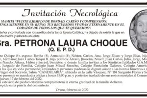 Invitación Necrológica de Petrona Laura Choque