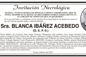 Invitación Necrológica de Blanca Ibáñez Acebedo
