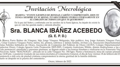 Invitación Necrológica de Blanca Ibáñez Acebedo