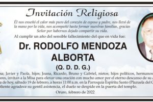 Invitación Religiosa por Dr. Rodolfo Mendoza Alborta