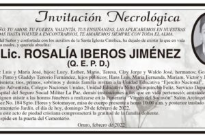 Lic. Rosalía Iberos Jiménez, invitación necrológica