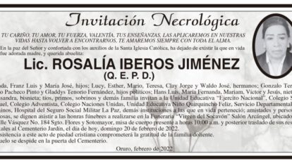 Lic. Rosalía Iberos Jiménez, invitación necrológica