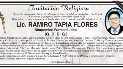 Invitación religiosa para Lic. Ramiro Tapia Flores