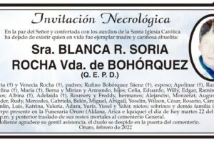 Sra. Blanca R. Soria Rocha, invitación necrológica