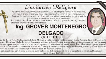 Obituario de Ing. Grover Montenegro Delgado
