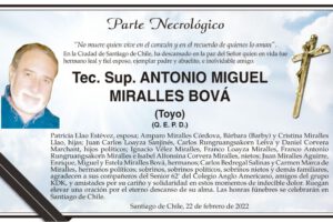Parte Necrológico de Antonio Miguel Miralles Bová