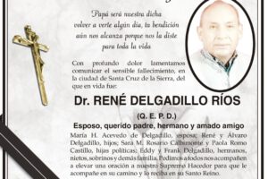 Parte Necrológico: Dr. René Delgadillo Ríos