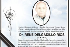 Condolencia por la pérdida del Dr. René Delgadillo Ríos