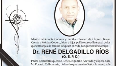 Condolencia por la pérdida del Dr. René Delgadillo Ríos